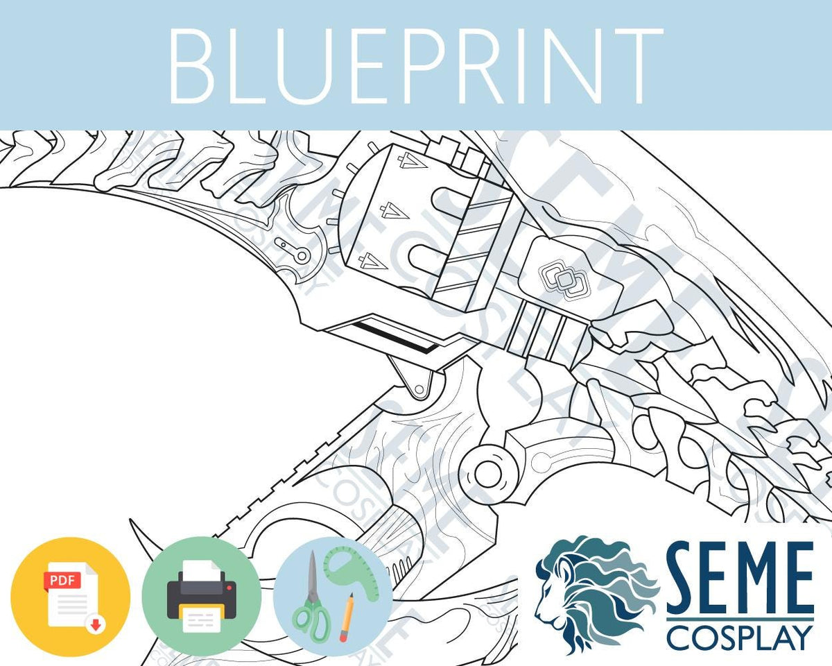 Zenos | Scythe | Pattern Lifesize 1:1 Template Blueprint