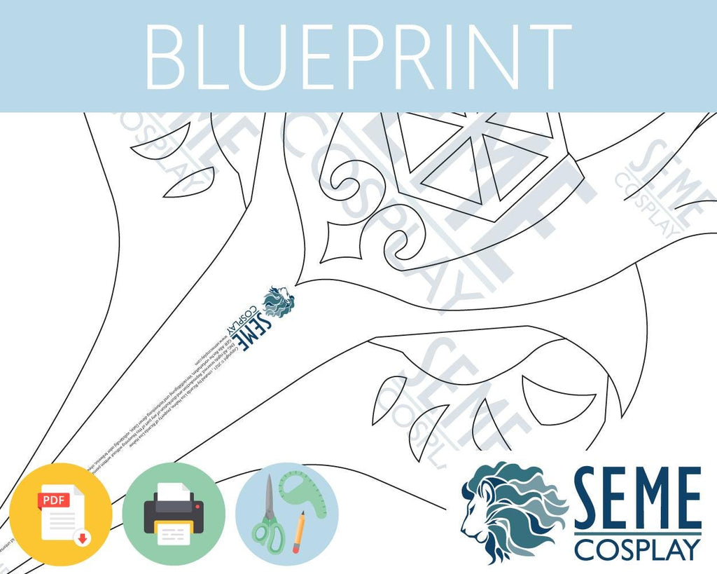 Genshin Impact | Sara Kujou | Mask | Pattern Lifesize 1:1 Template Blueprint