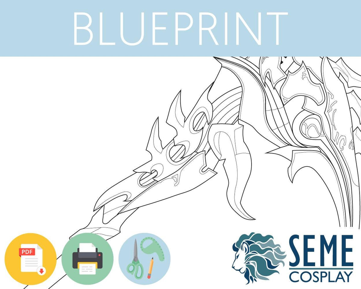 Reaper | Death Sickle | Scythe | Pattern Lifesize 1:1 Template Blueprint